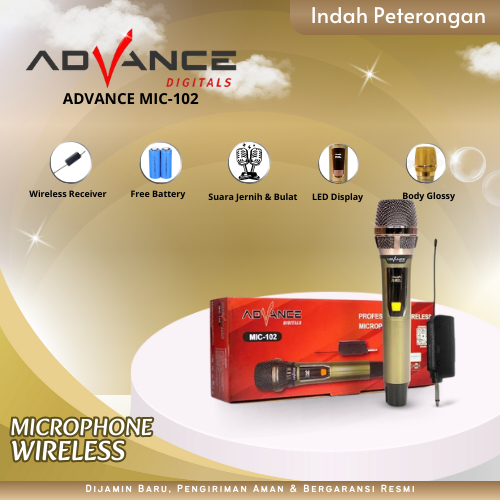 MICROPHONE WIRELESS ADVANCE 102/MIKROFON WIRELESS/MIKROFON TANPA KABEL MURAH