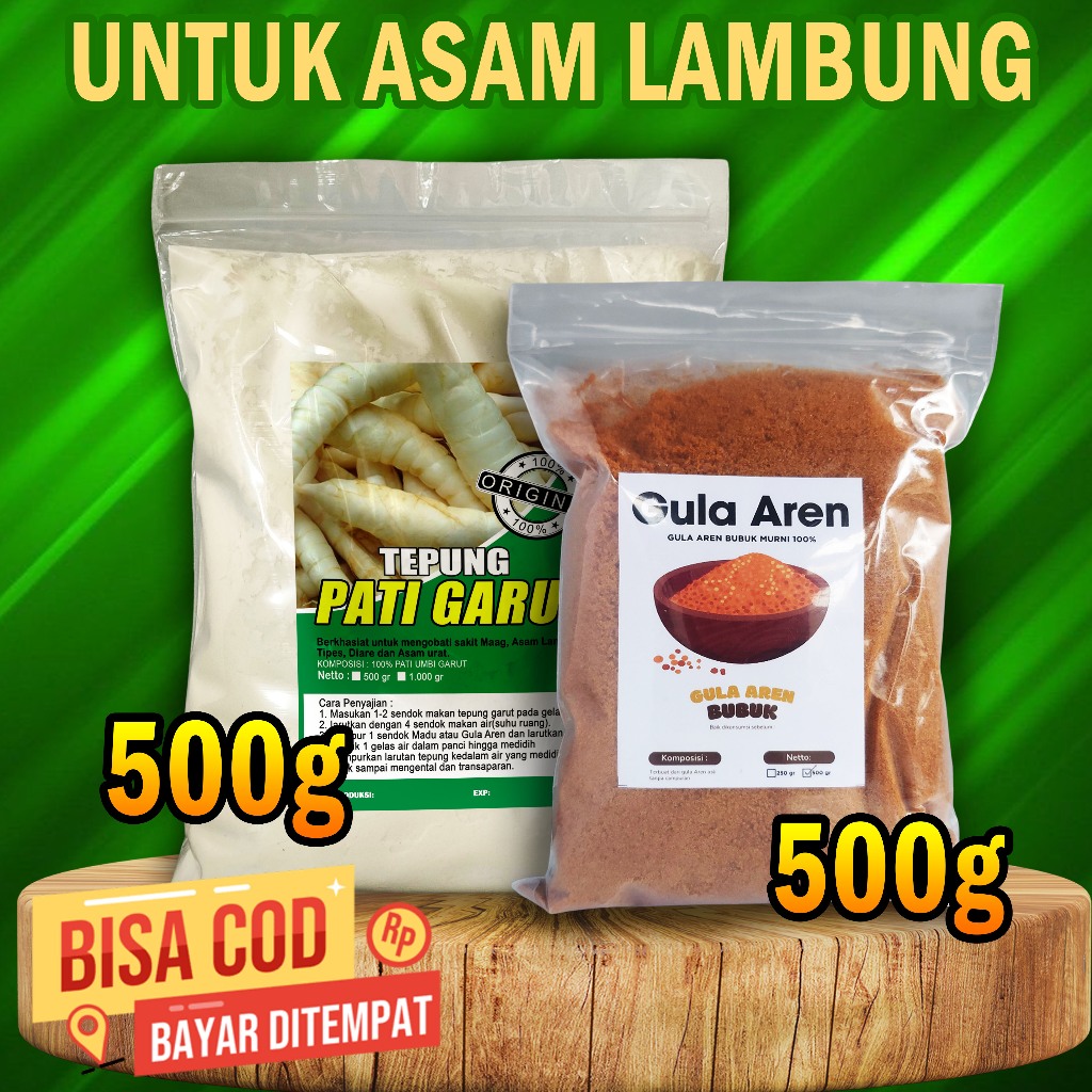 

Paket Hemat Tepung Garut 500g + Gula Aren 500 g