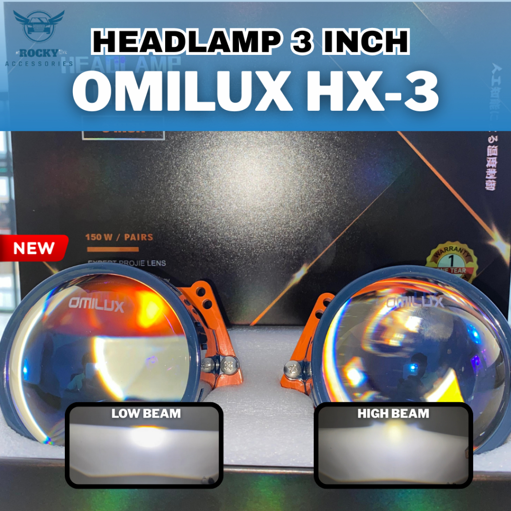 Bi-LED Lampu Mobil Motor OMILUX HX-3 Projector 3 inch PNP Sepasangm