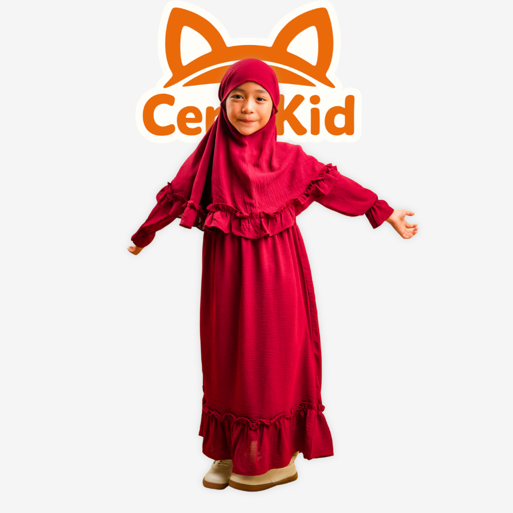 Gamis Anak Perempuan Plus Hijab Inaya | Baju Muslim Gamis Inaya 1-8 Tahun By Ceriakid