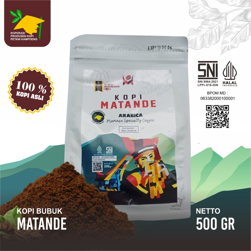 

Kopi Arabica Matande 500 Gr | 100 % Kopi Asli | Kopi Mamasa Sulbar