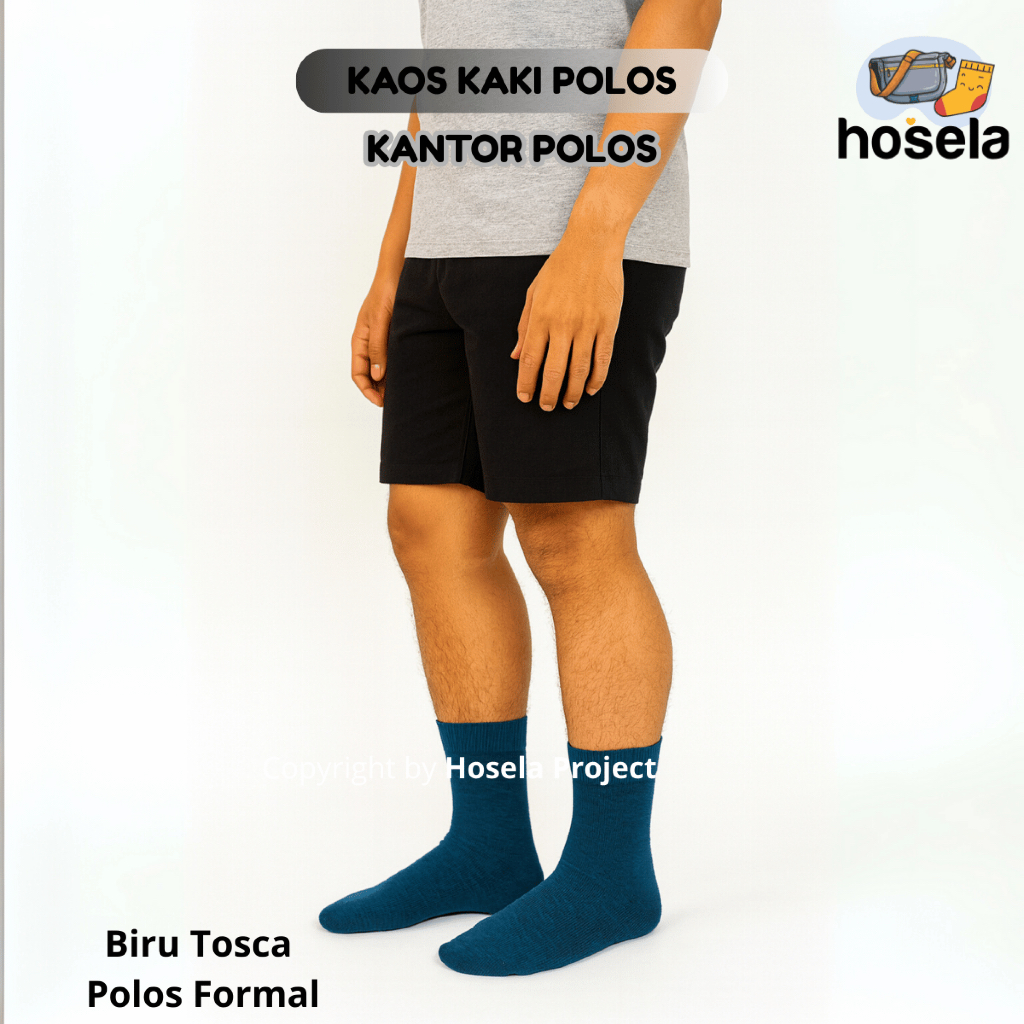 Kaos Kaki Biru Tosca Polos Formal Pria Wanita Kantoran Panjang Nyaman  Anti Gerah - Hosela Project
