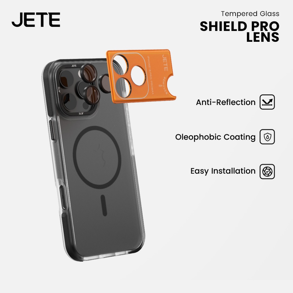 Camera Lens JETE Shield Pro Series Anti Reflection Hydrophobic coating iPhone 16 & 17 Series