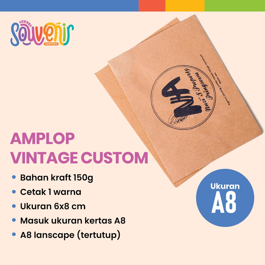 

Custom Sablon Amplop A8 Amplop Vintage Kraft 150 gr Free Design | Uk. 6x8 cm