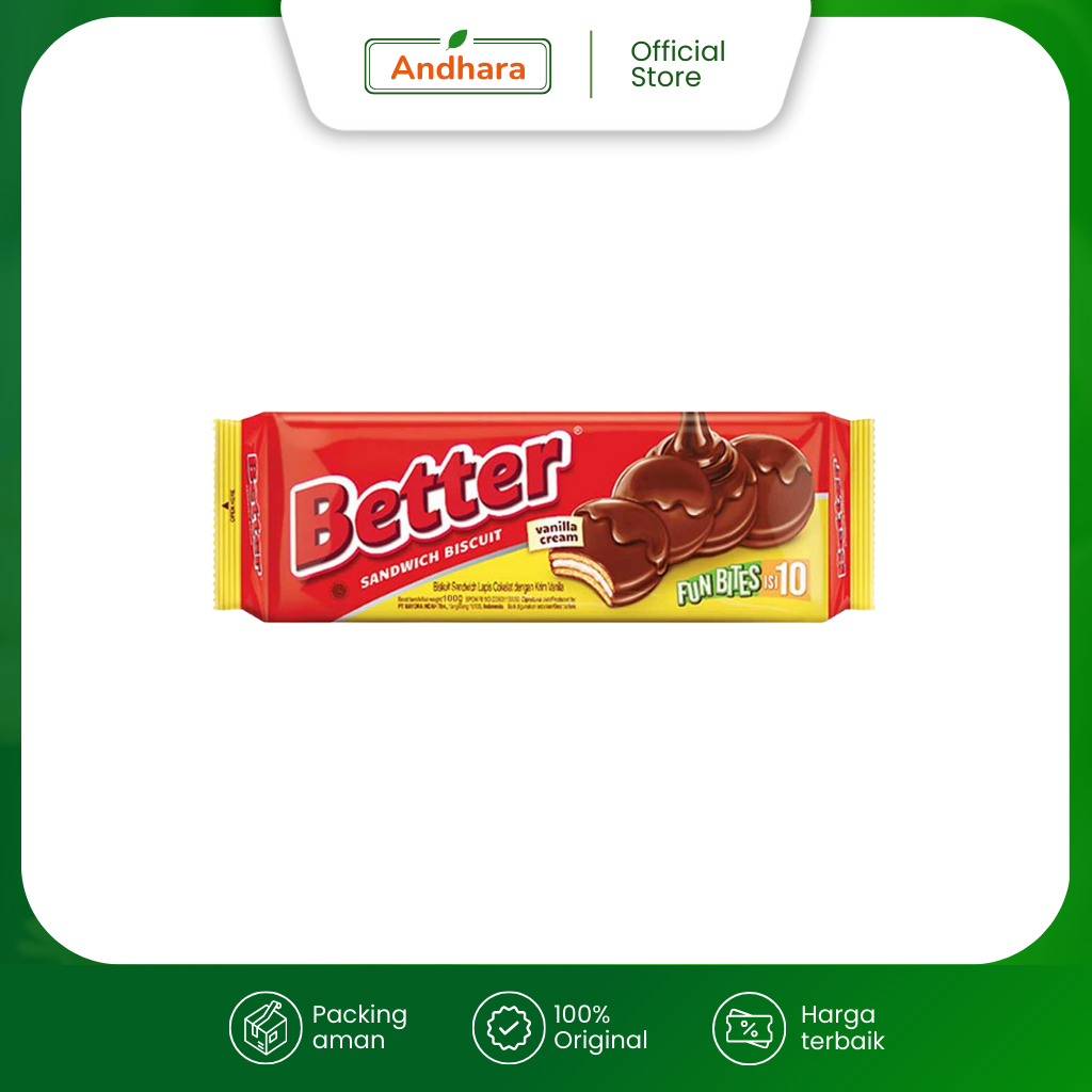 

Roma BETTER Sandwich Biscuits 120gr - Fun Bites Isi 10 - Rasa Vanilla Cream
