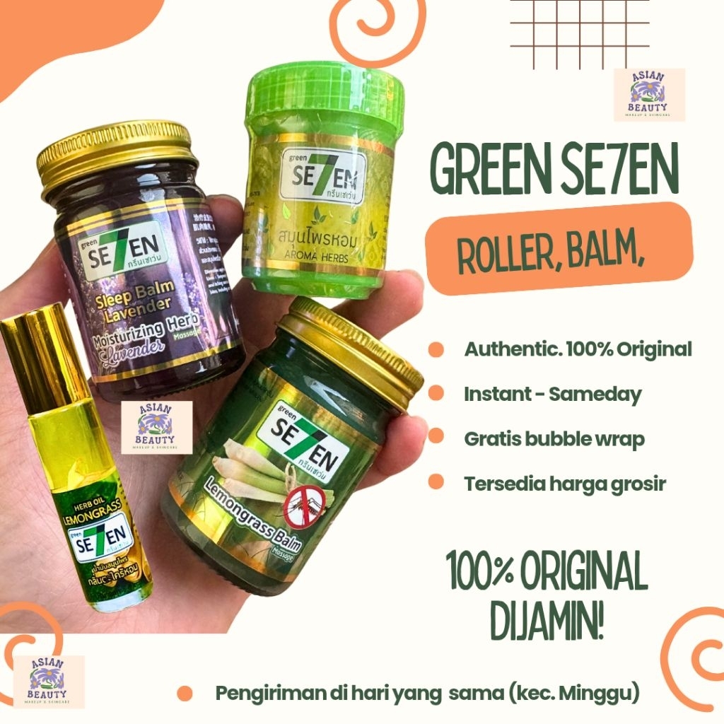 New [100% ORI] inhaler THAI GREEN SE7EN seven minyak angin roller balsem aromaterapi essensial sleep