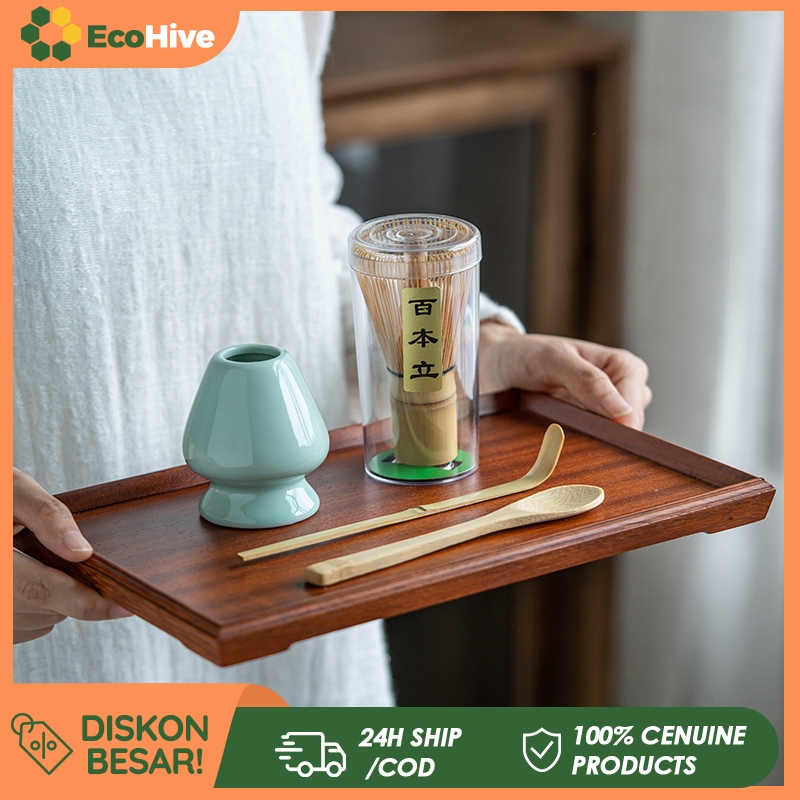 4pcs Set Matcha Bamboo Whisk Tea Simple Set Matcha Alat Matcha Tradisional Jepang Premium Chasen Bam