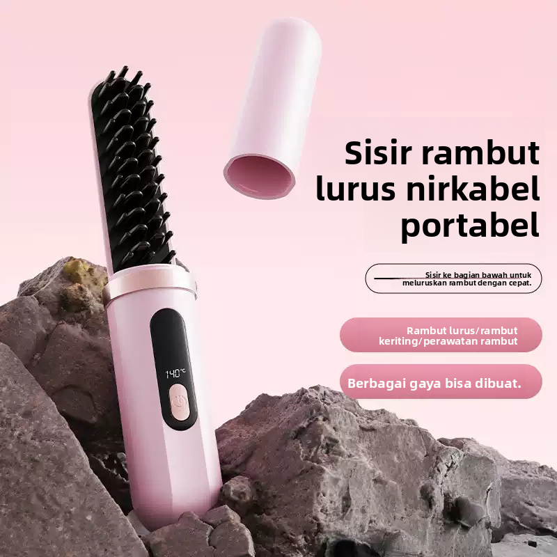 Catok Sisir Pelurus Rambut Portable Sisir Catokan Rambut Keriting Lurus Tanpa Kabel