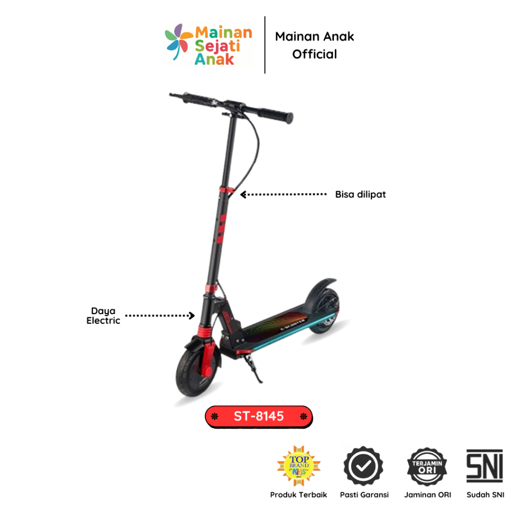 Skuter Lipat Listrik Remaja dan Dewasa Rechargeable Exotic ST-8145 (Bahan Alloy)