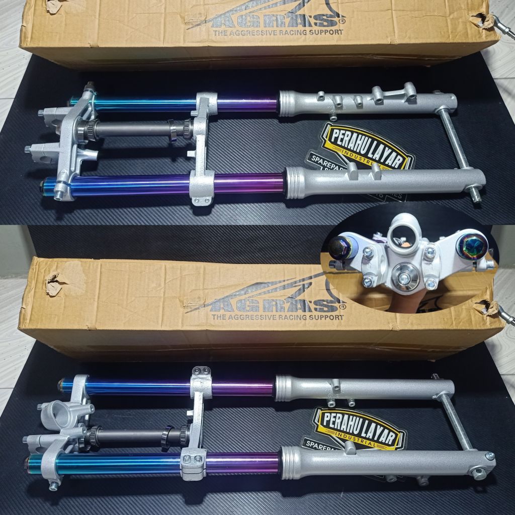 shock skok Shok depan ninja as pelangi rainbow PNP Honda cb gl MP tiger merk Agras