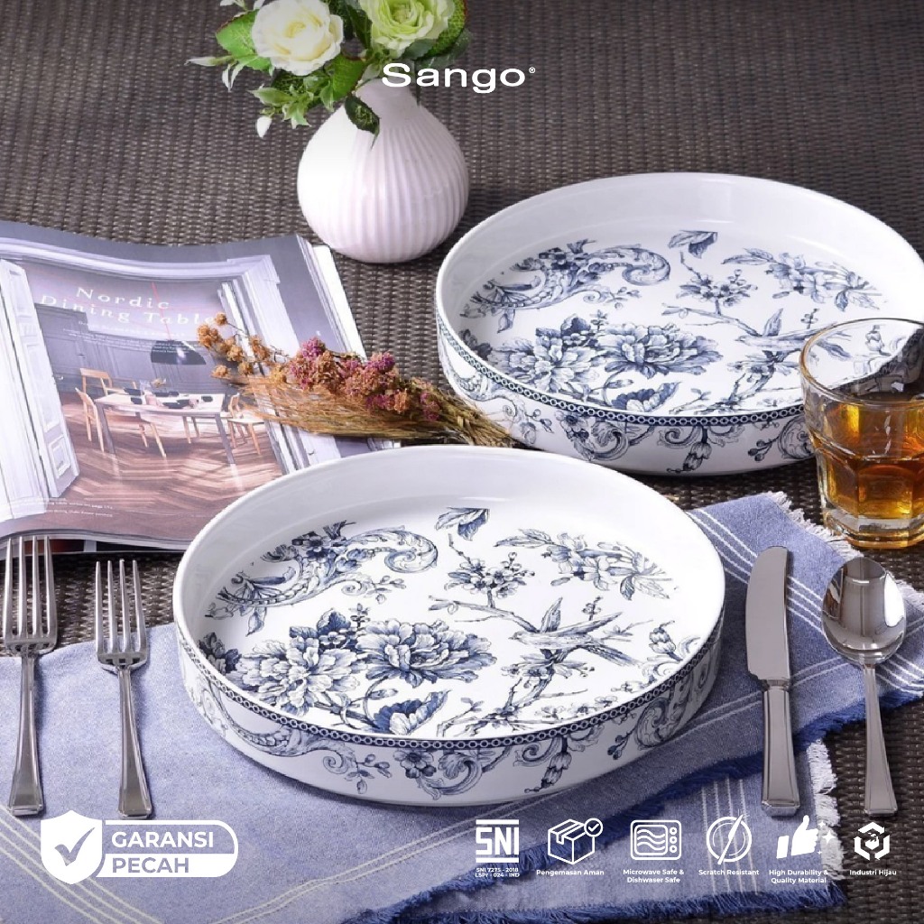 SANGO Piring Makan Stackable Keramik Adelaide Blue