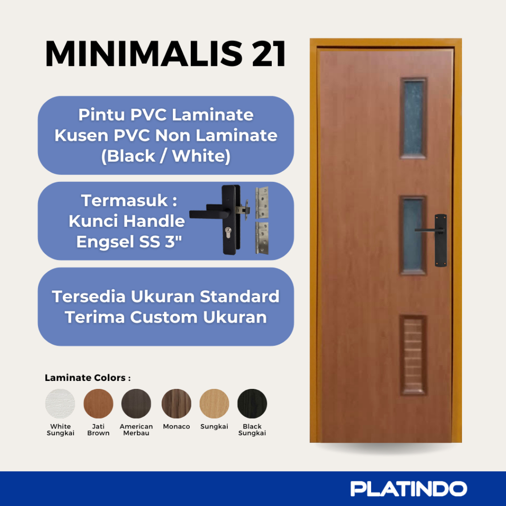 Pintu PVC Kamar Mandi Minimalis 21 Platindo (Custom Ukuran)