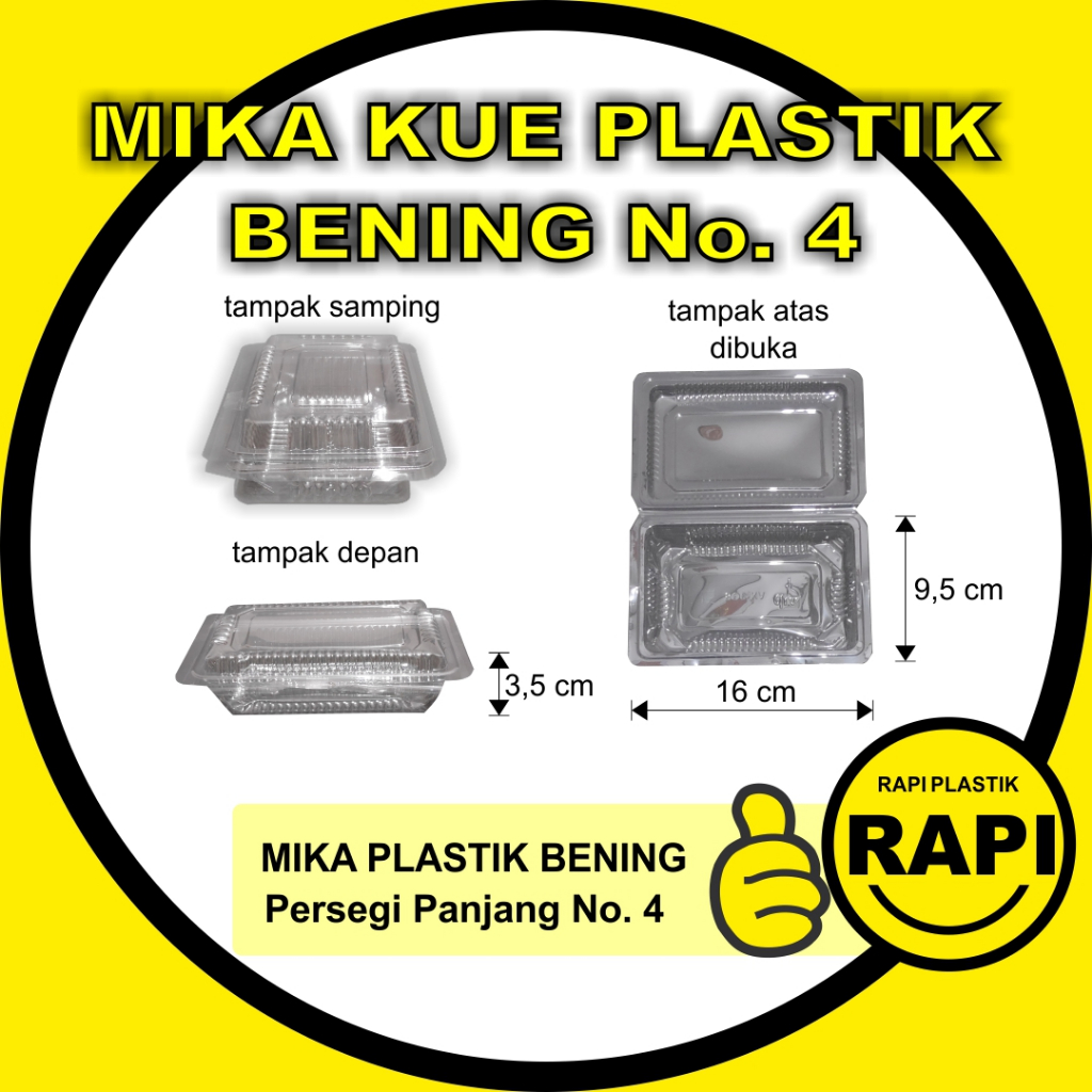 Mika Kue Bening Uk No 4 utk Plastik Mika Kemasan Kue Basah Nasi Kuning Mie Goreng Makanan
