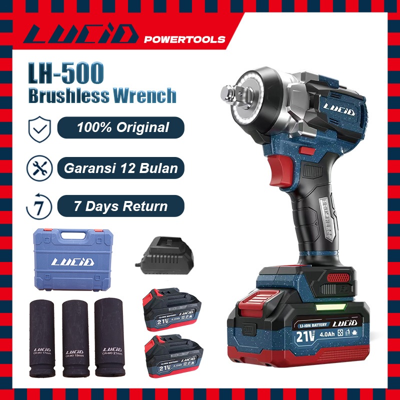 LUCID LH500 650N.M Brushless Impact Wrench 21V 4.0Ah Battery Cordless heavy duty