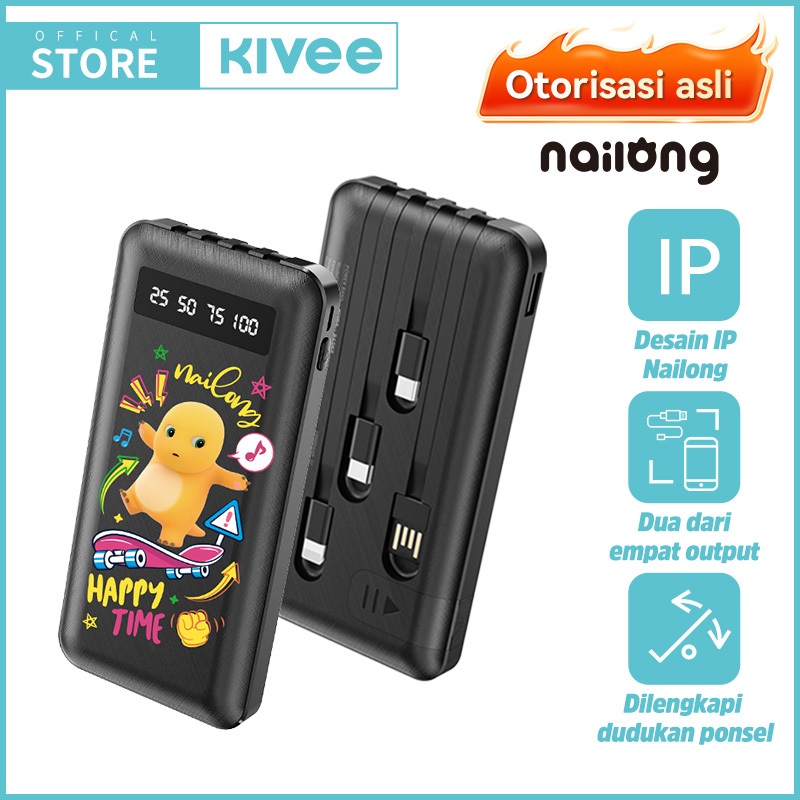 KIVEE Powerbank Nailong Cute KV-PT113P Pro 10000mAh Fast charging Cartoon IP Lisensi Resmi Original