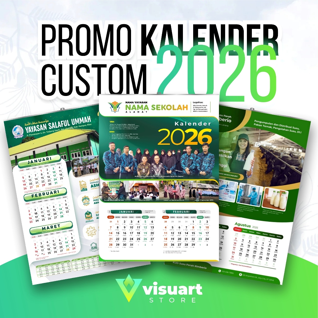 Cetak Kalender Dinding Custom Tahun 2026 Triwulan 4 lembaran