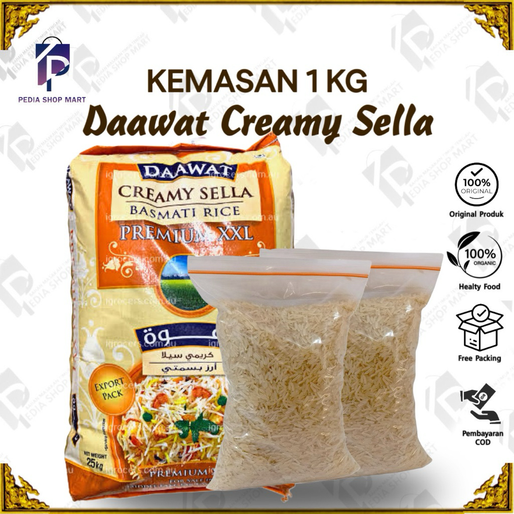 

Beras Basmati Daawat 1121 Creamy Sella 1Kg | Premium Extra