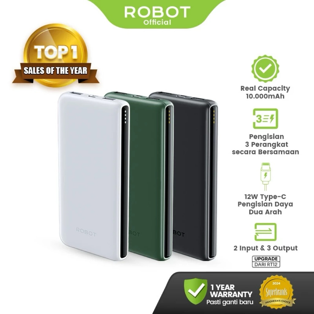 Robot RT180S RT12 Powerbank 10000mAh Original