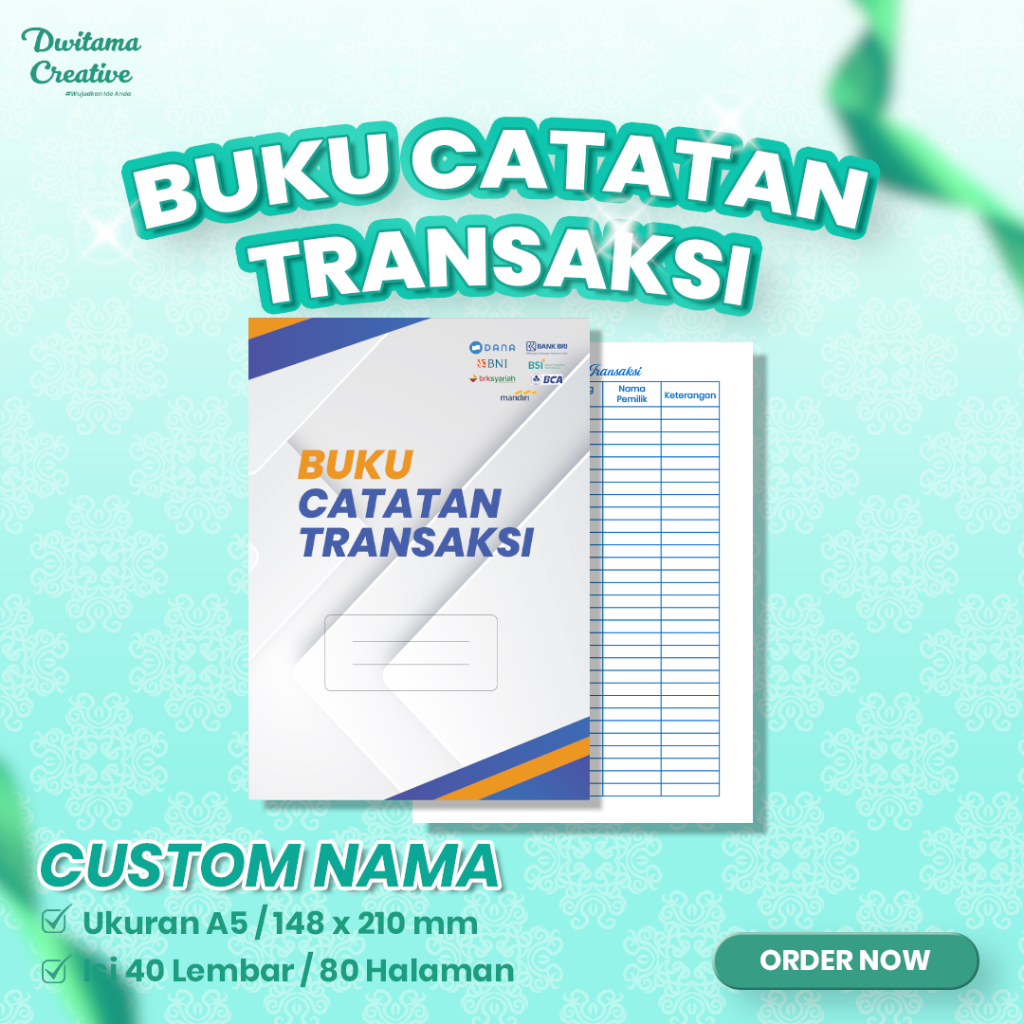 

BUKU CATATAN TRANSAKSI AGEN BRILINK/BUKU KAS BRILINK/AGEN BSI/AGEN BNI/AGEN MANDIRI