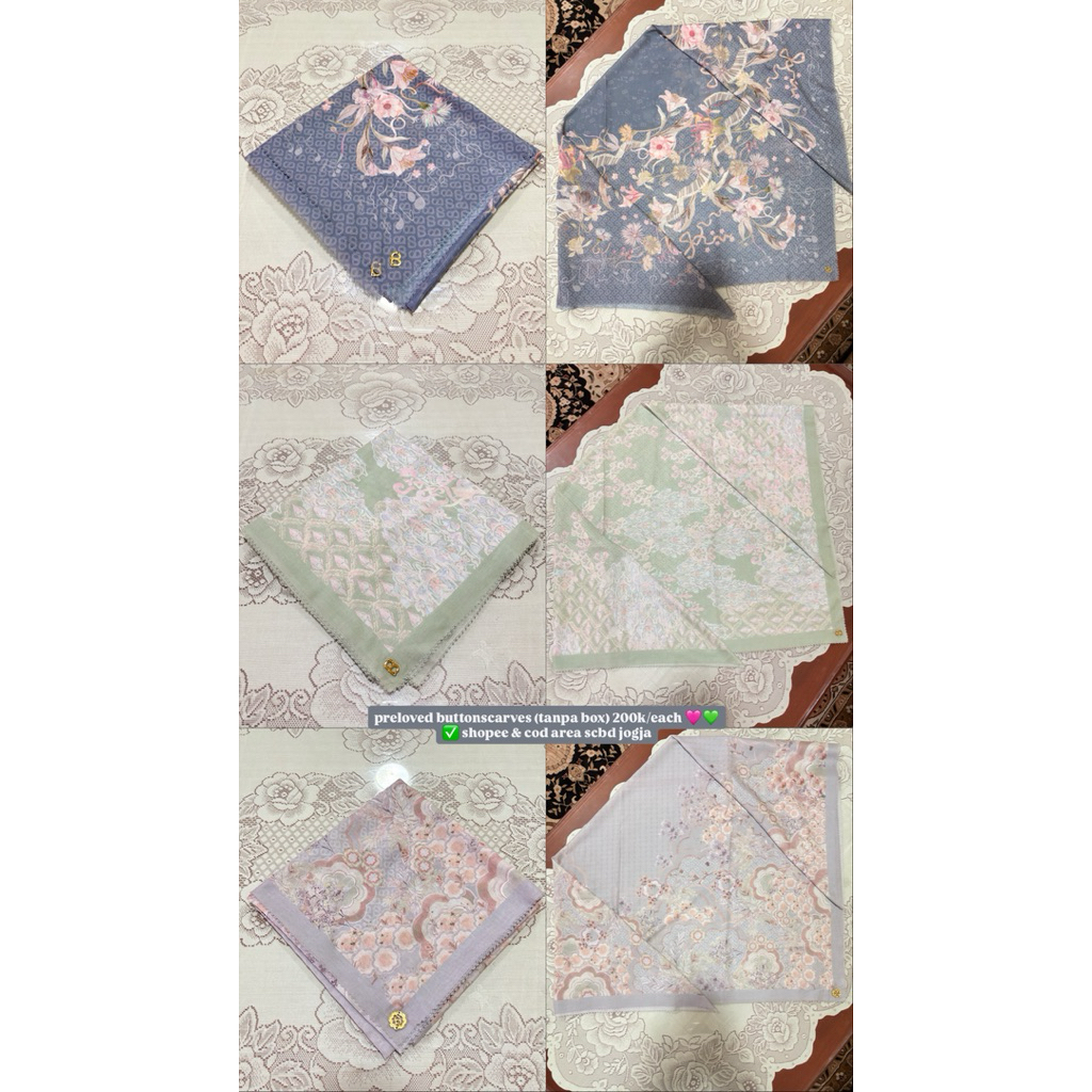 preloved jilbab buttonscarves & ayu lestari motif original 100% no box | hijab segiempat square