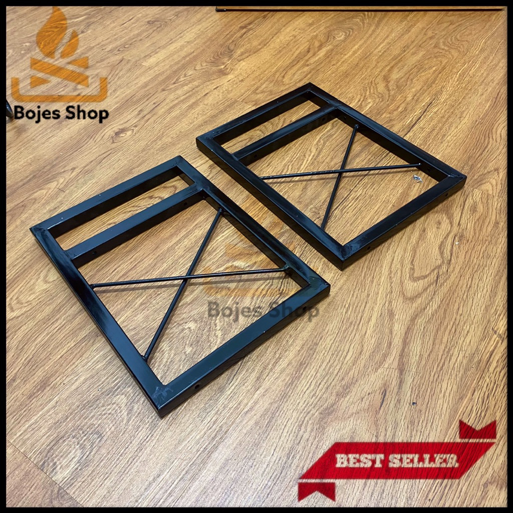 Bracket besi rak dinding 2 susun kotak besi hollow / rangka besi rak dinding ambalan