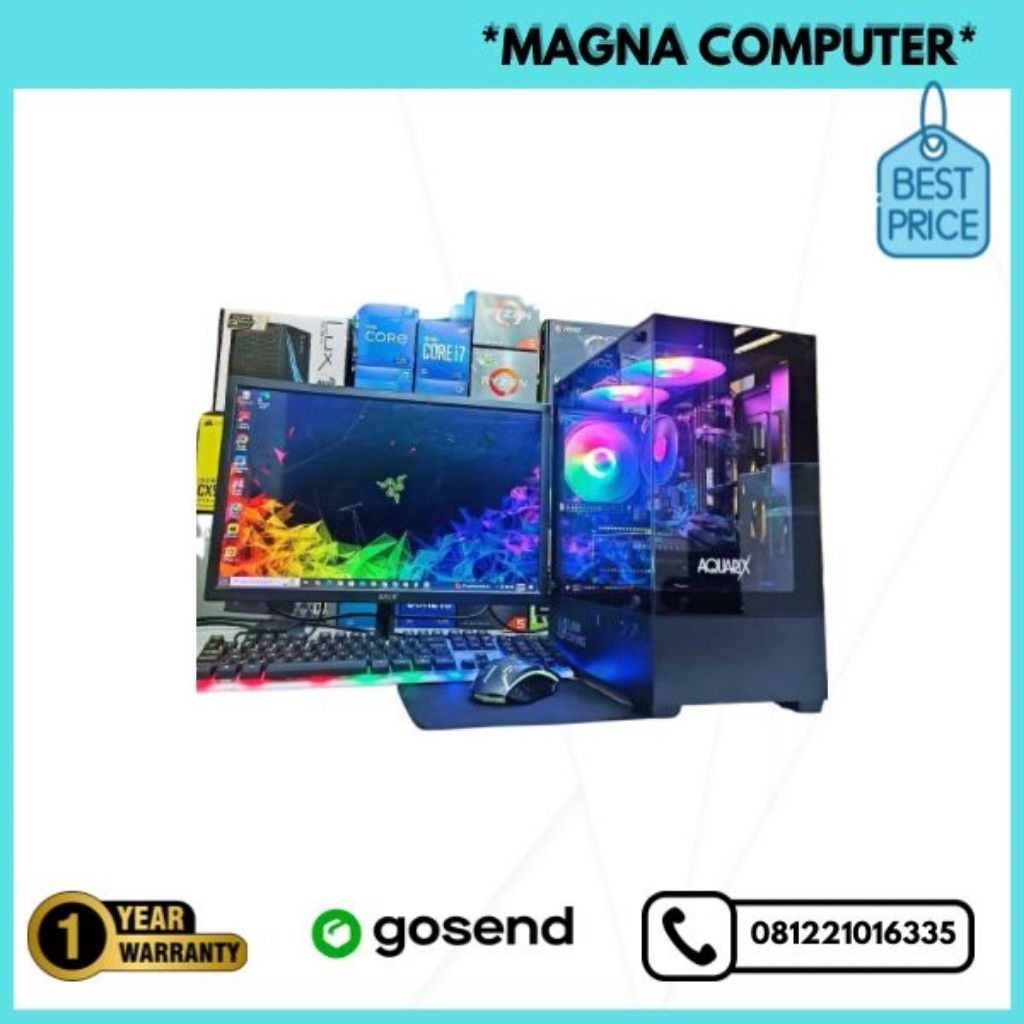 PC Gaming Fullset core  i7 7700 + Ram 16gb ddr4 + vga 4gb ddr5   + Monitor LED 22inchi