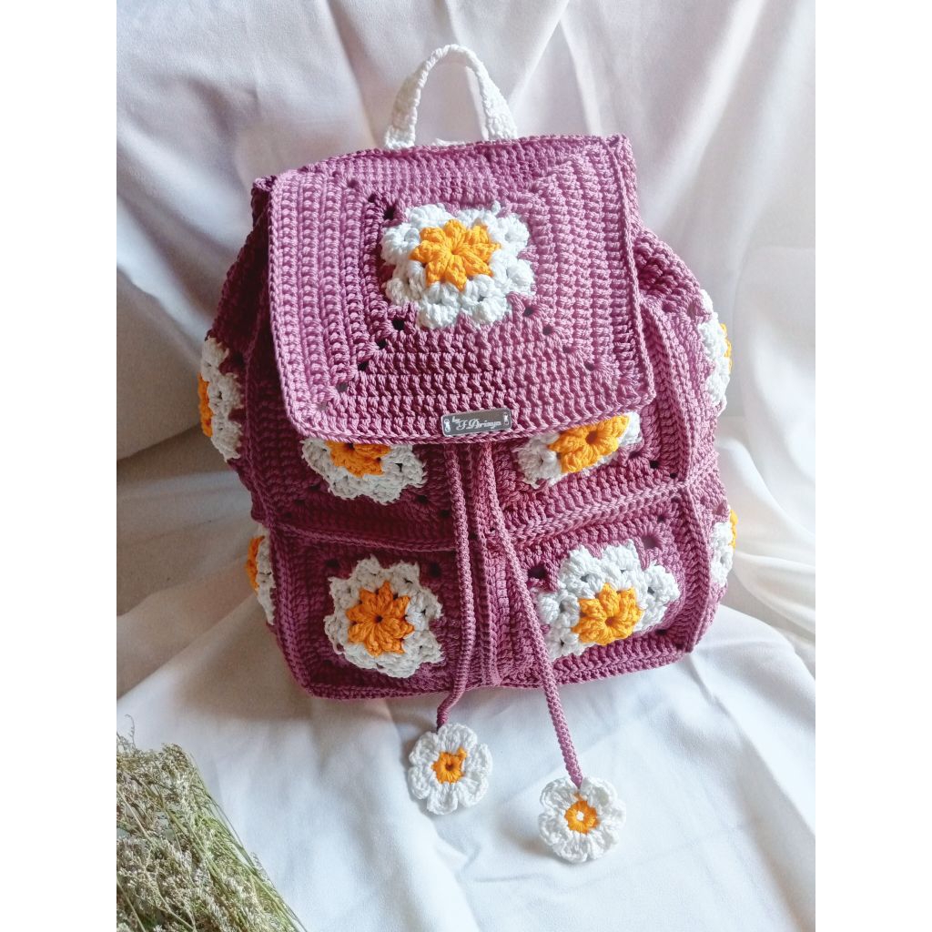 Clara ransel bag crochet//tas ransel rajut handmade 100%