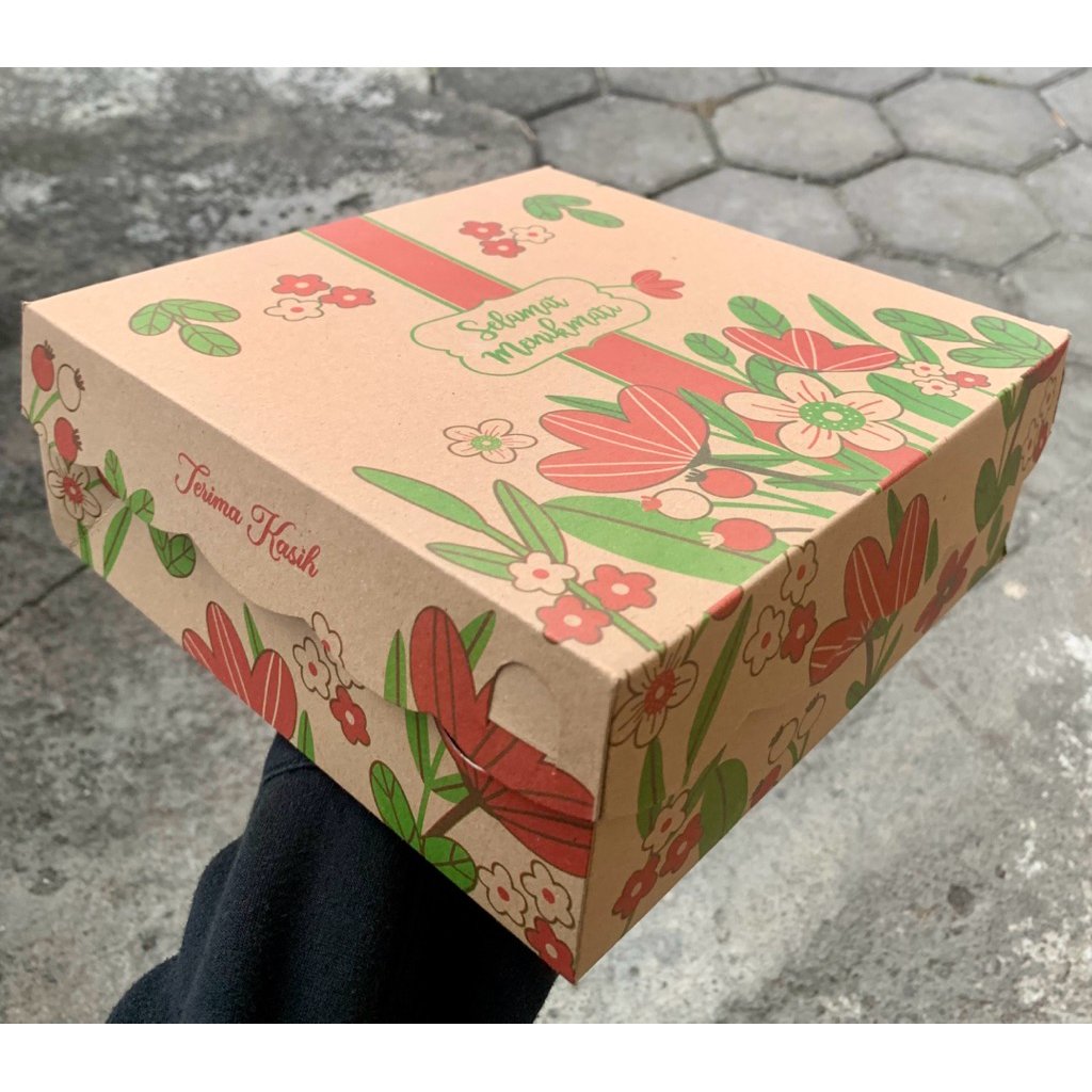 Dus Nasi / Dus Kue uk 20x20x7 || Kardus Motif || Kardus Nasi/Kue ||