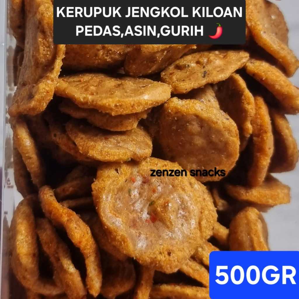 

KERUPUK JENGKOL 500GR| KERUPUK JENGKOL PEDAS GURIH ZENZEN SNACKS