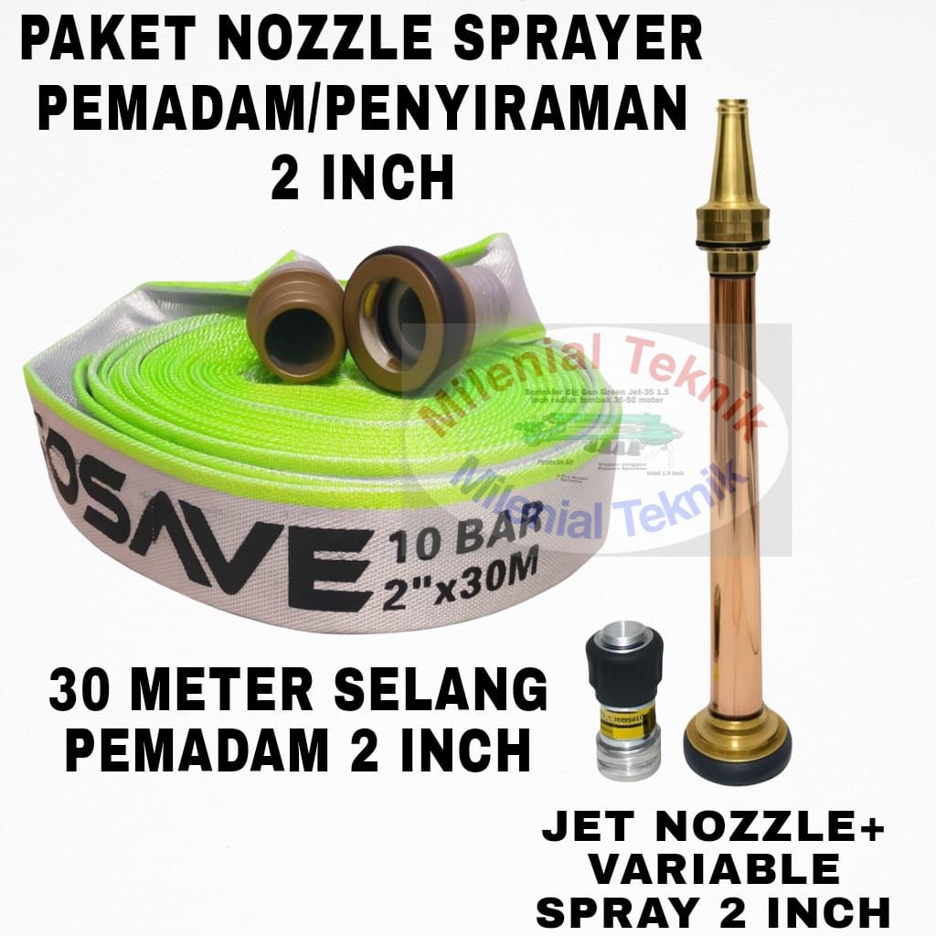 Paket nozzle pemadam 2 Inch dan Selang Pemadam 2 Inch x 30 meter || Nozzle sprayer penyiraman pertan