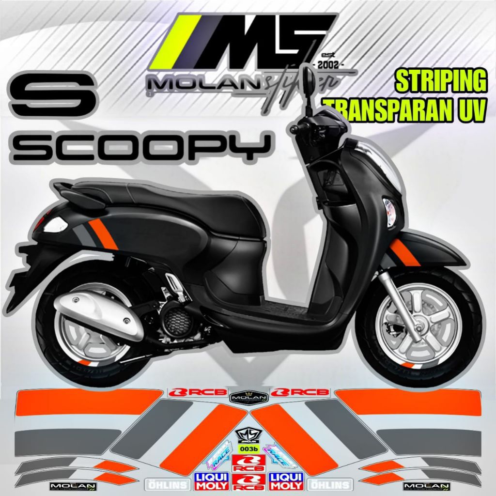 Decal Sticker Striping Variasi Transparan Uv Honda Scoopy New Scoopy Scoopy Karbu Gen 1 Scoopy Fi Ge