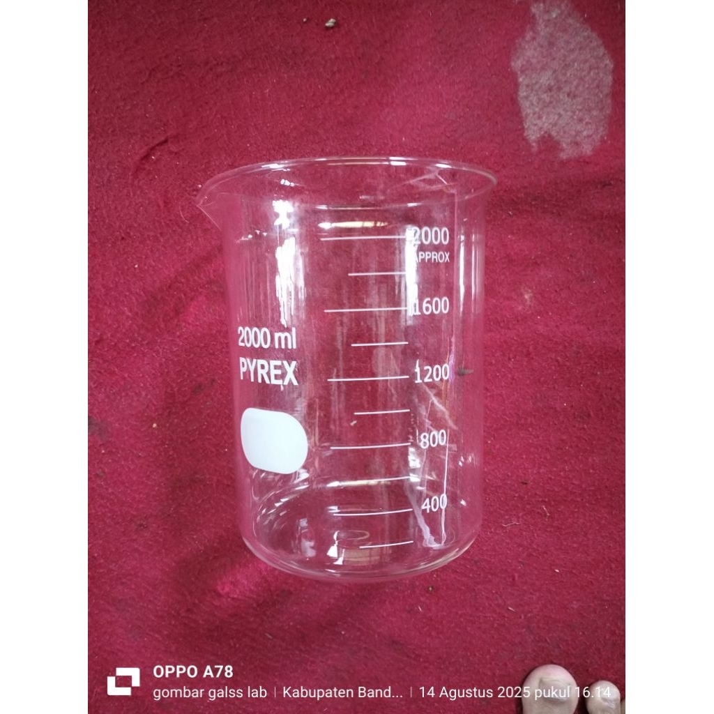Beker glass 2000ml pyrex/ galss takar 2000ml pyrex