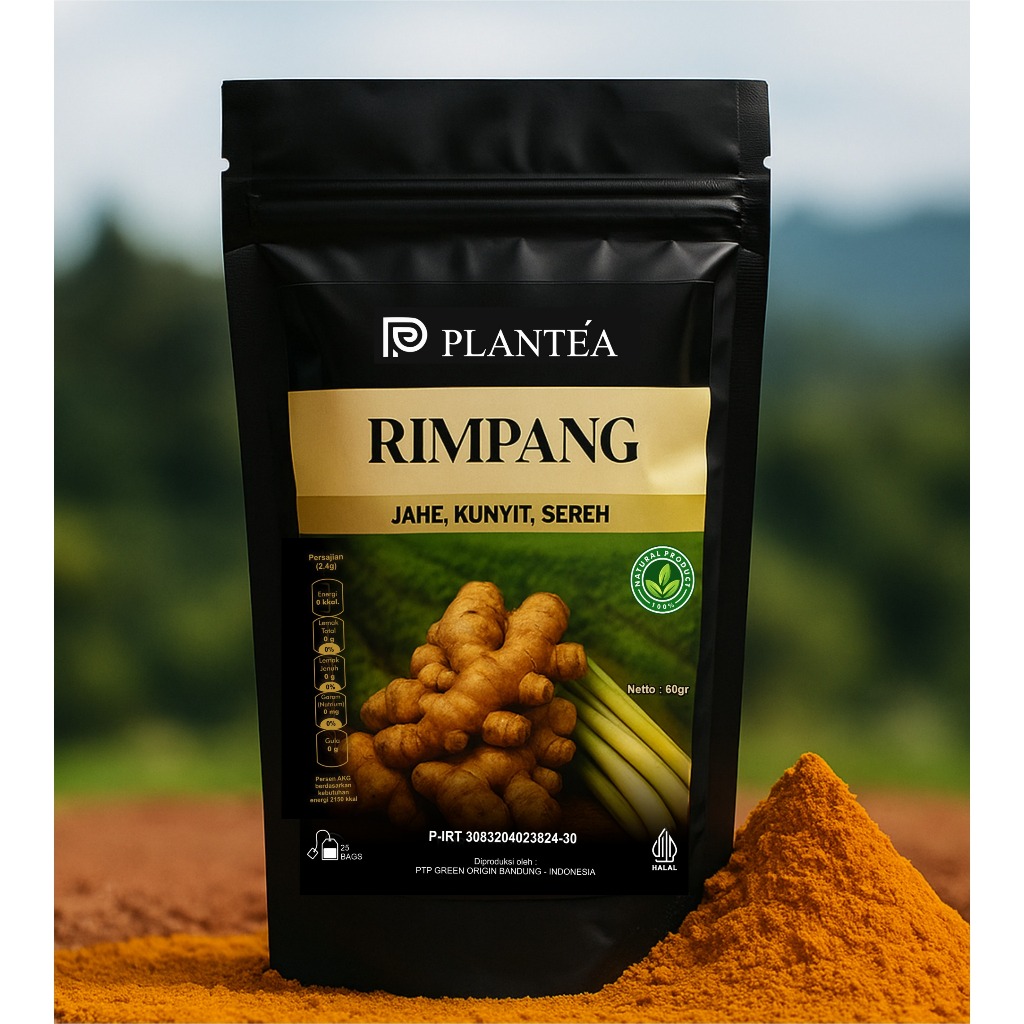 

PLANTEA Rimpang - Jahe Kunyit Sereh Isi 25 Tea, Higienis Tanpa Kimia, Aroma Hangat Khas Rempah