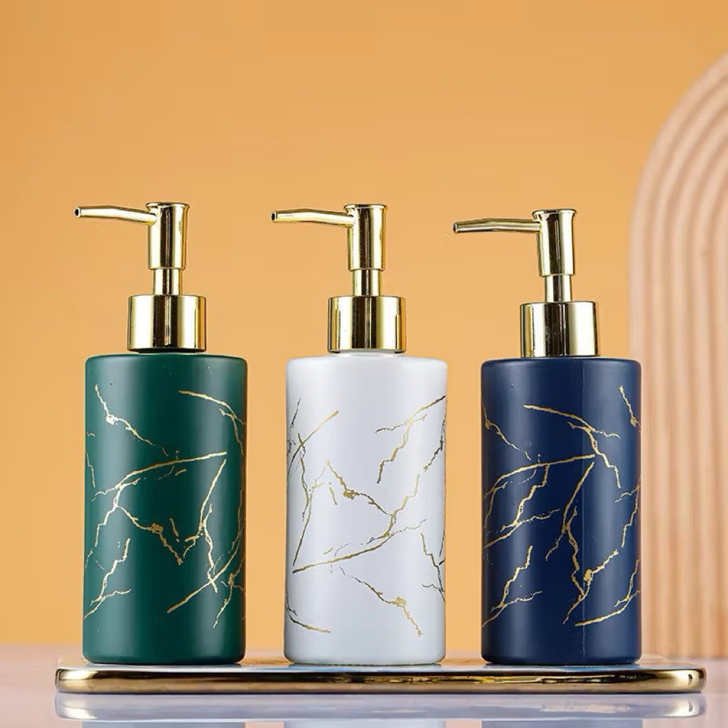 (004) botol kaca pump corak botol sabun corak pump sabun dispenser sabun botol souvenir aesthetic bo