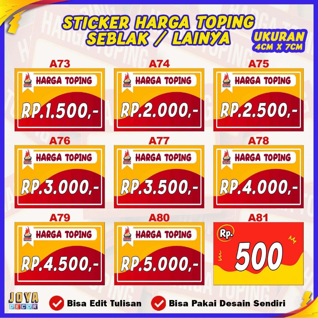 

STIKER HARGA SEBLAK / STIKER TOPING SEBLAK / STIKER HARGA TOPING AA64