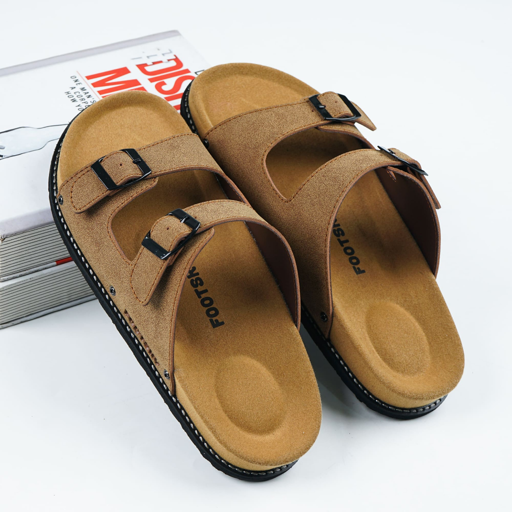 NEW DEALS ED Eight Dream x Footsky - Martis Suede Brown Brown Sandal Casual Pria Wanita Sendal Main