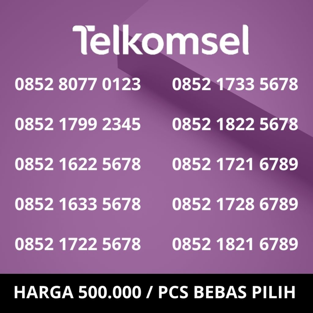 Nomor Cantik Simpati - Nomor Cantik Telkomsel - Nomor Cantik 0123 / 2345 / 3456 / 5678 / 6789 - Kart