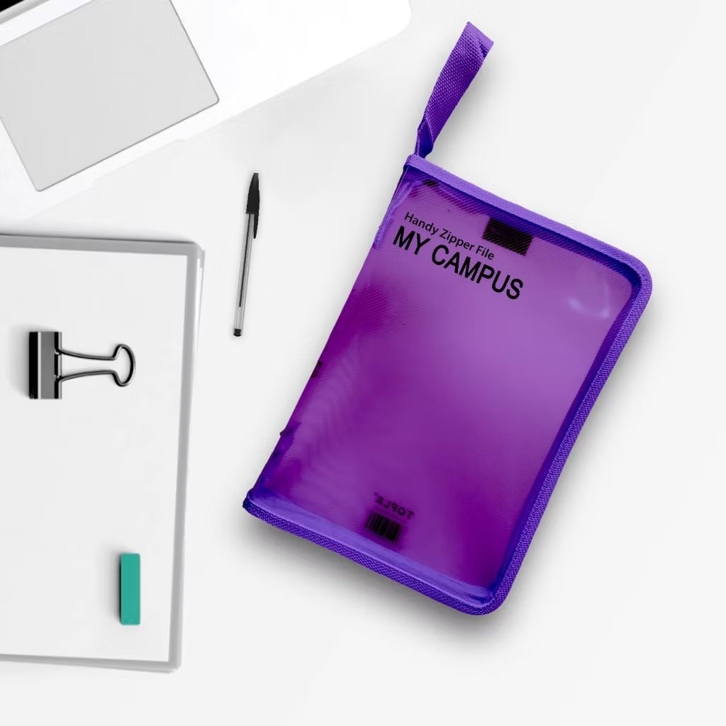 

TAS DOKUMEN A5 WARNA UNGU TUA POLOS / ZIPPER DOCUMENT BAG A5