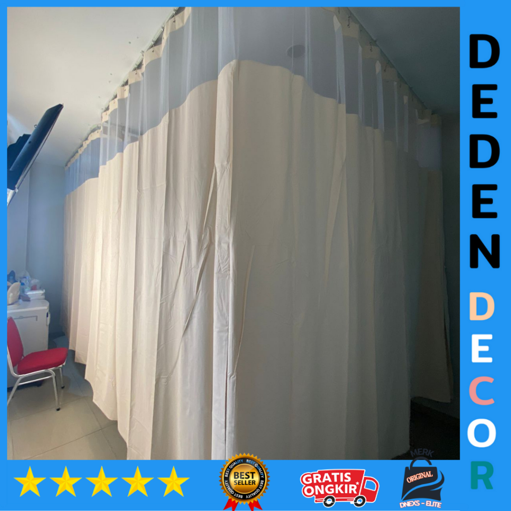 pemesanan kusus Gorden Rumah Sakit Anti Bakteri Custom Ukuran gorden rs beige kombnasi jaring  lebar
