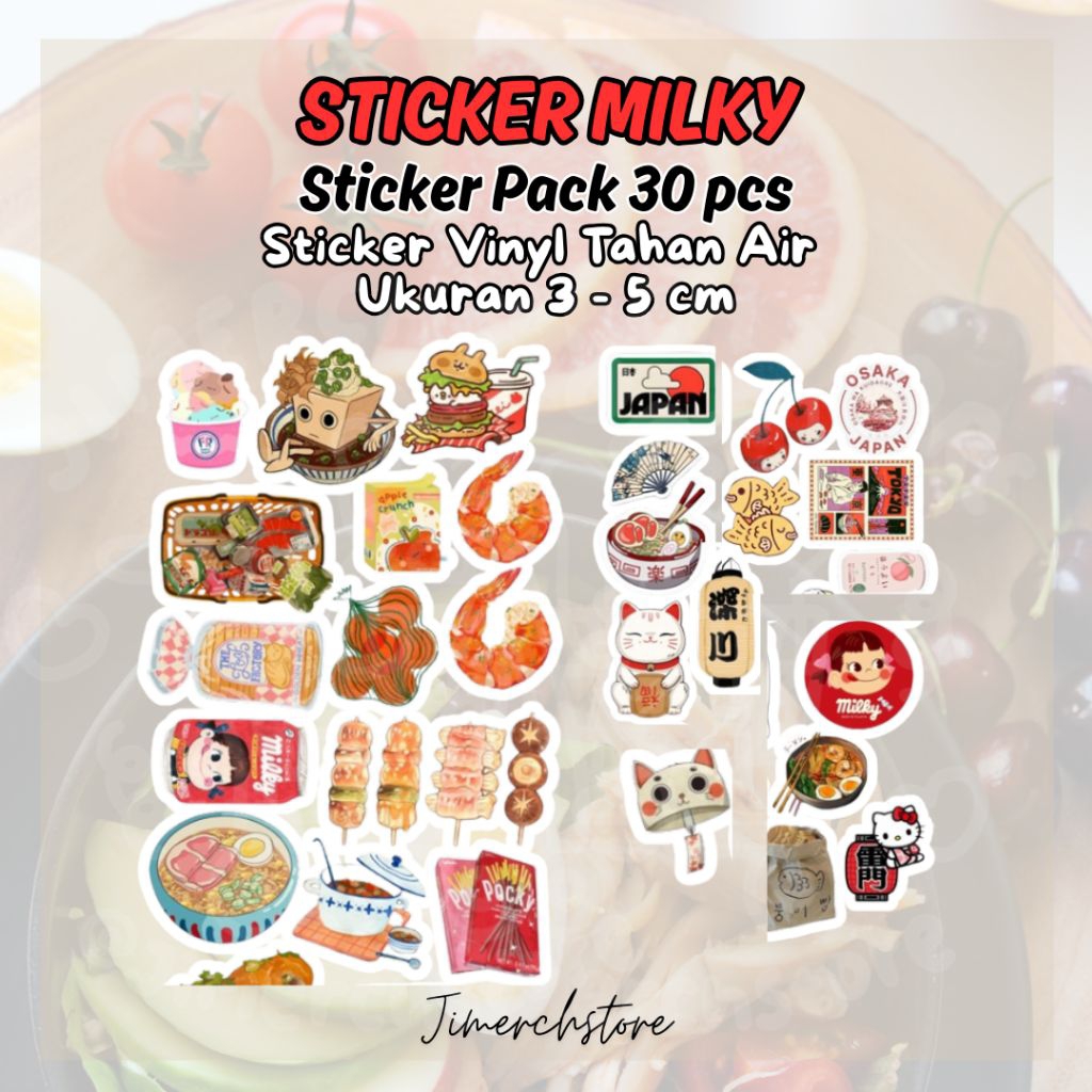 STICKER CLASSIC MILKY FOOD 30 pcs Stiker Pack set