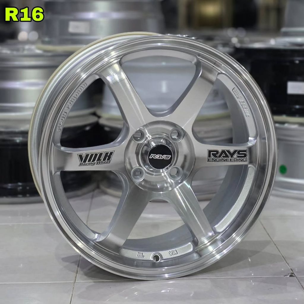 velg mobil r16 pcd 4x100 VOLKRAYS TE37 FLOW FORMING ET 42 velg racing ring 16 Jazz fronx mobilio Cit
