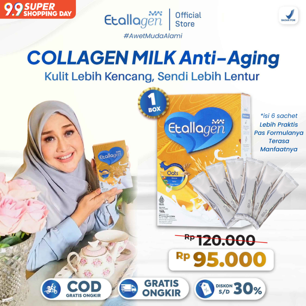 

ETALLAGEN Susu Etawa Tinggi Kolagen | Cerahkan Kulit, Kuatkan Sendi, Awet Muda | 150gram Ori BPOM