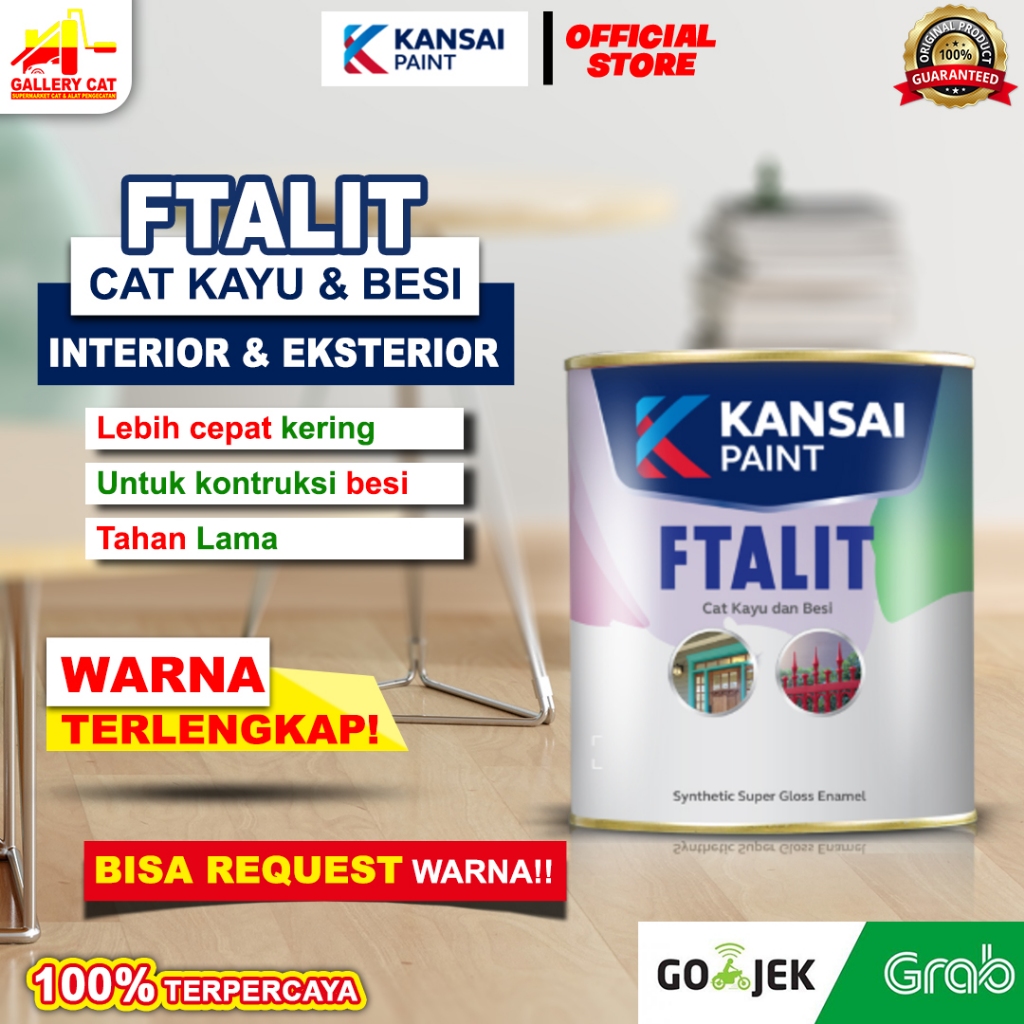 Ftalit 1kg Cat Minyak Kayu Besi Ftalit Gloss Kansai Paint 1kg