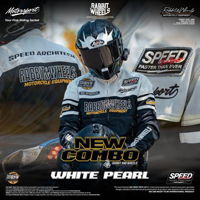 Jaket Riding Rabbit and Wheels New Combo White Pearl