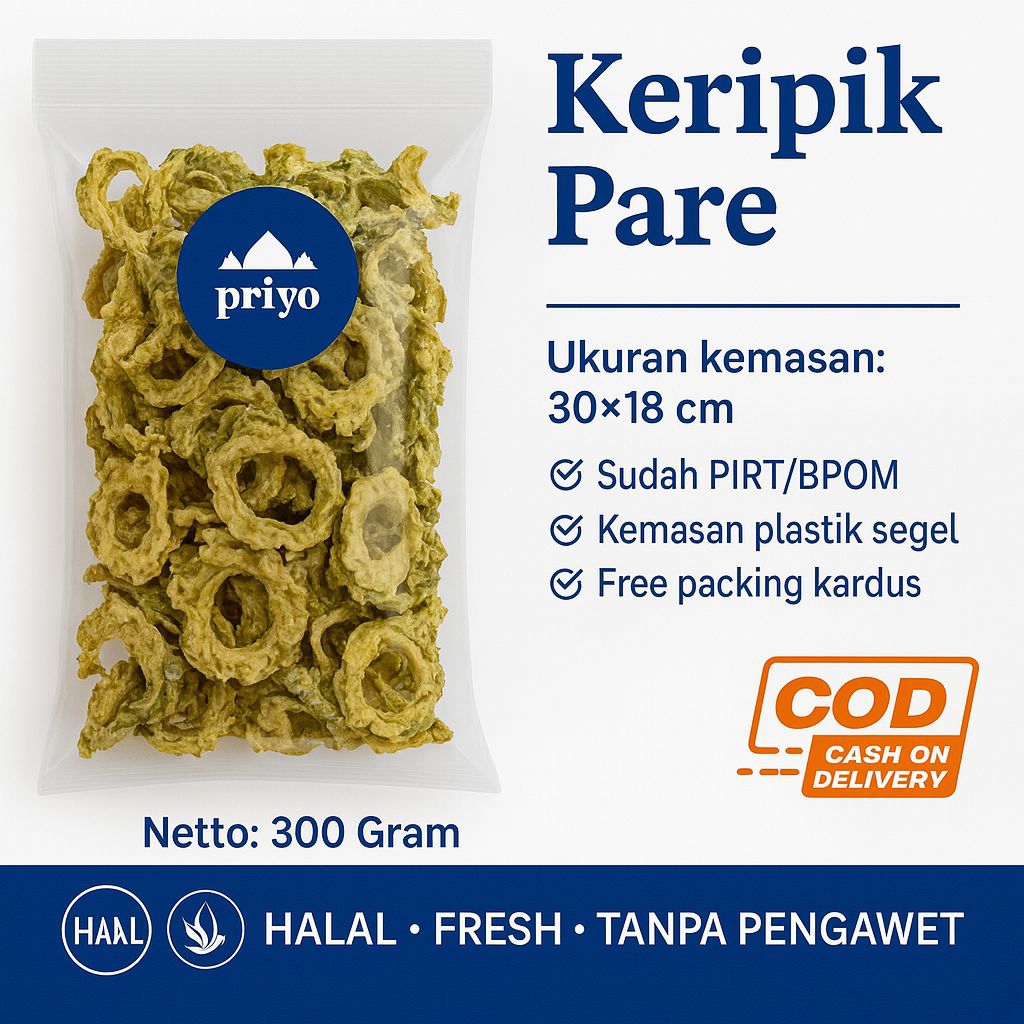 

PRIYO SNACK Keripik Pare 300 Gram Renyah Gurih Halal