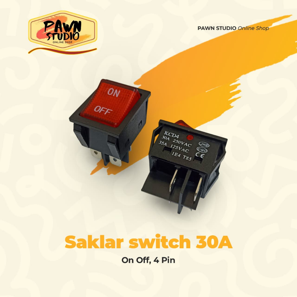 saklar switch on off 4 kaki 4 pin besar 30A, rocker switch besar
