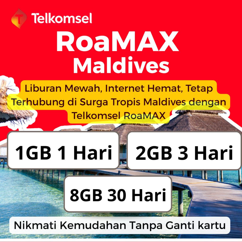 Telkomsel RoaMAX Maldives – Paket Internet Roaming Hemat & Praktis di Maladewa