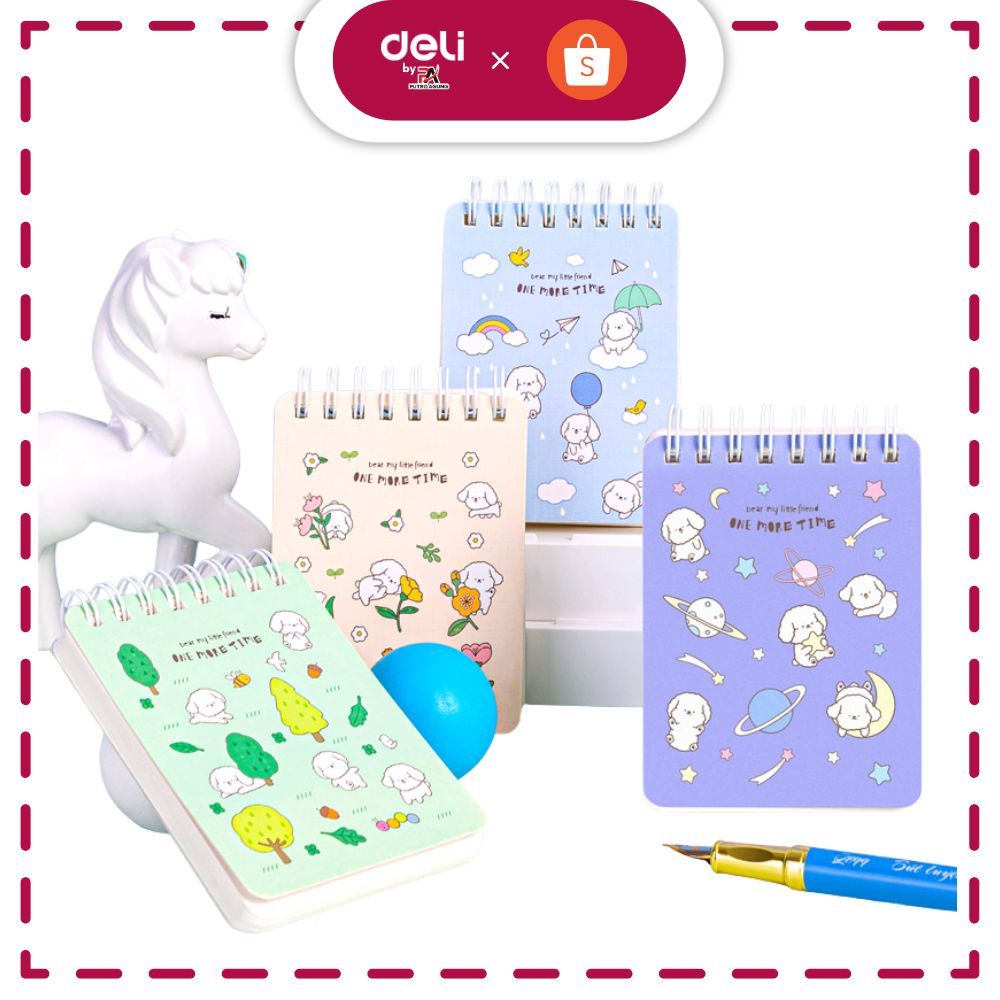 

Deli Spiral Notebook / Buku Tulis Buku Catatan Spiral Mini Pocket Size 100 Lembar L98100