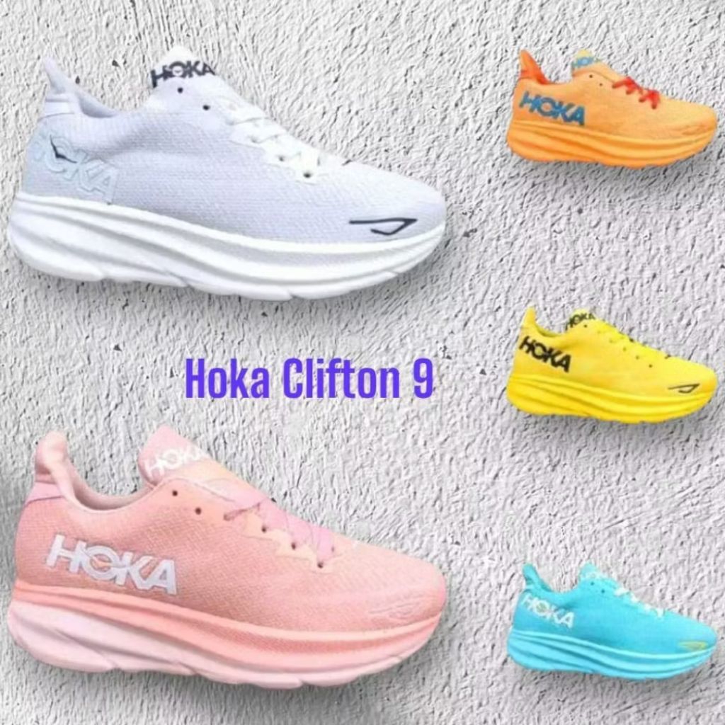 Hoka Clifton 9 Sepatu Running Hoka Wanita Sepatu Running Cewek Sepatu Lari Wanita Sepatu Olahraga Te