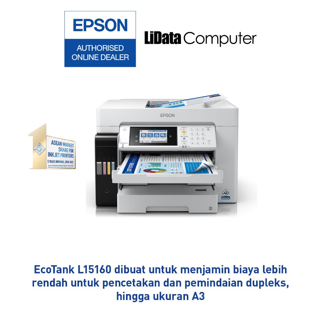 Printer EPSON L15160 A3+ WorkForce All In One WiFi Duplex ADF Mesin FotoCopy Color